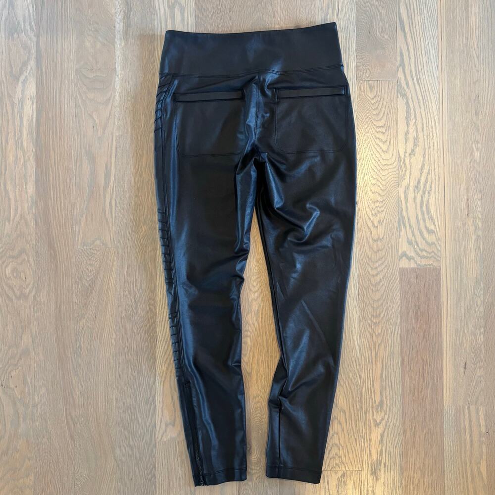 Athleta Delancey Gleam Moto Tights Leggings Black Ankle Zip Womens Size Medium - Picture 3 of 9